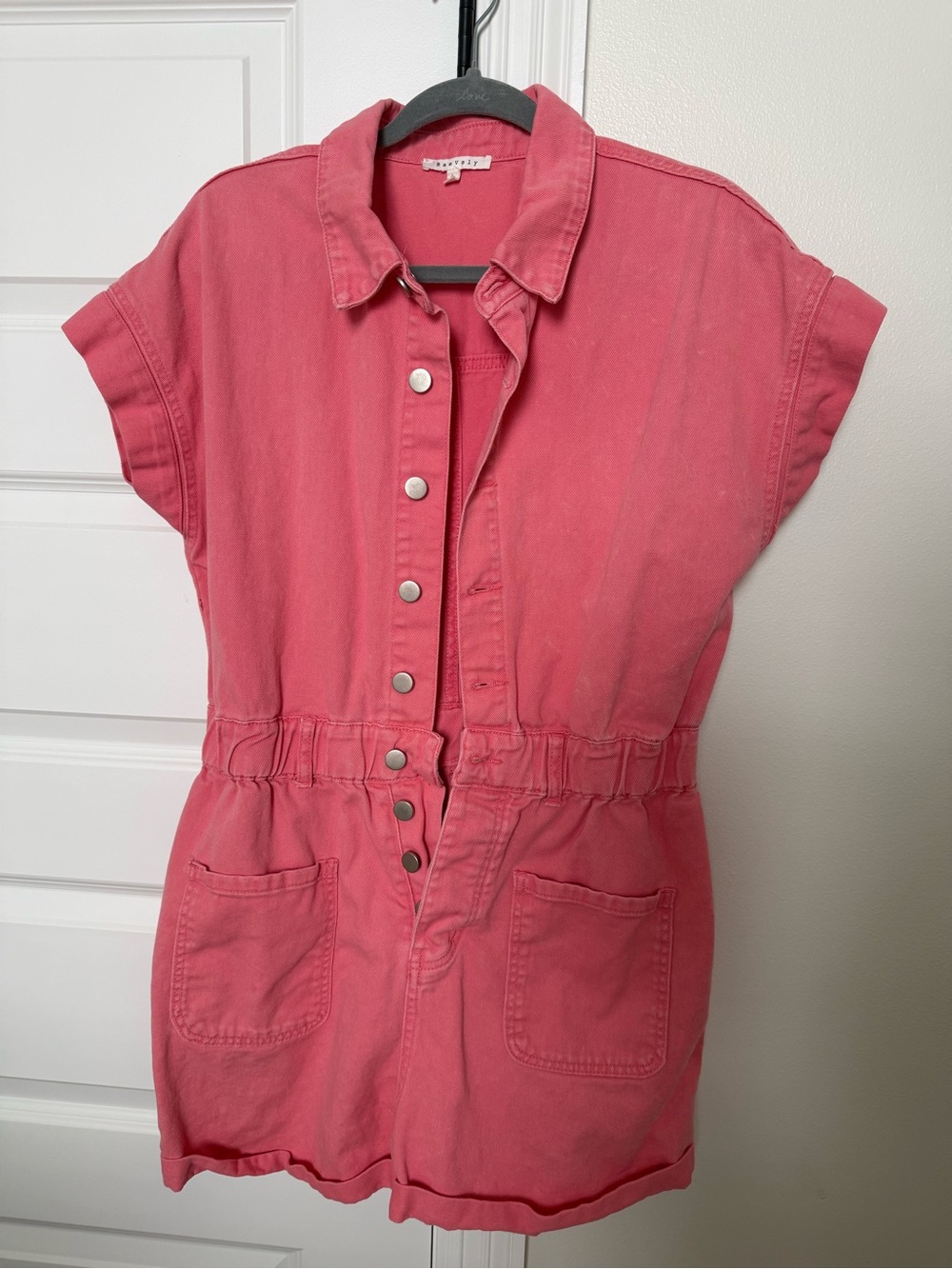 Pink Denim Romper